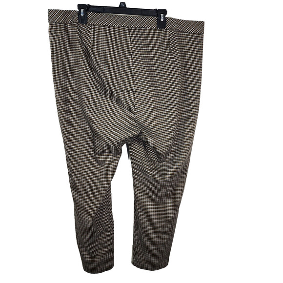 J. Jill Women Pants Size 3X Ponte Pull On Black Tan Checked Slim Leg Pocket Knit - Picture 2 of 9